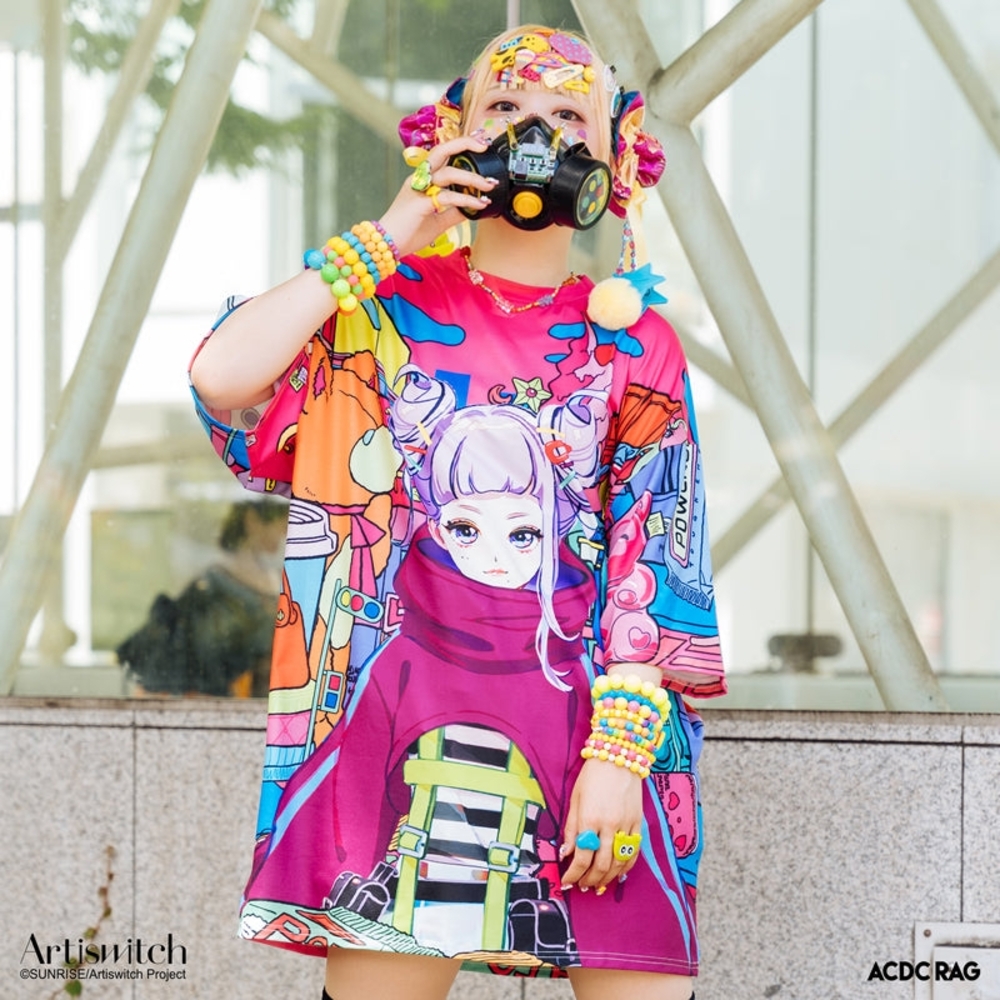 ACDC Rag Harajuku Fashion (Japan) Colorful Graphic Oversized T-Shirt Sold Out